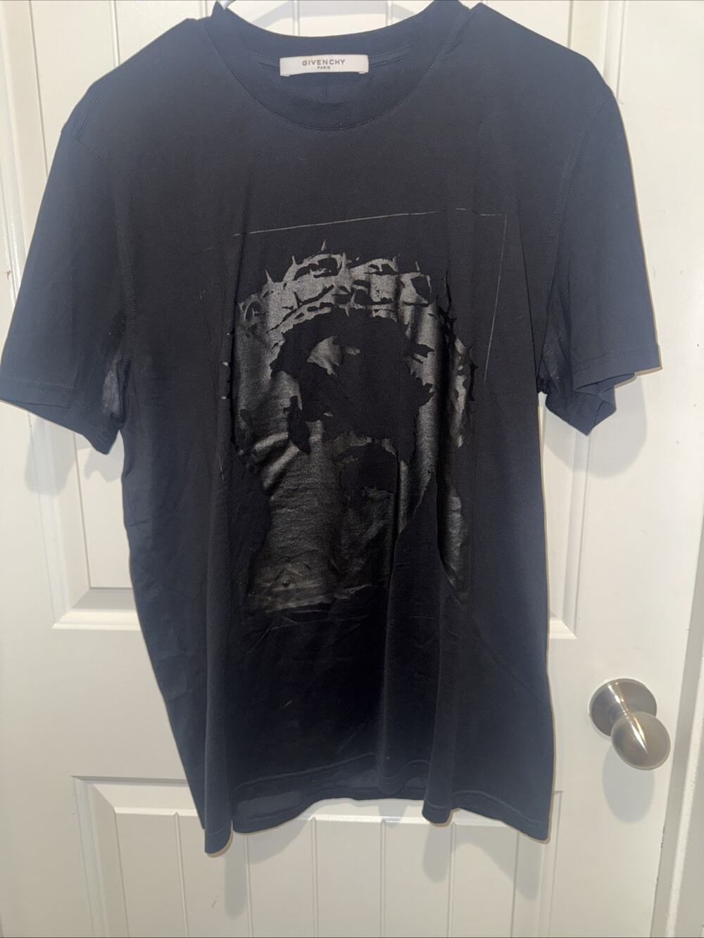 Givenchy Paris Black Tonal Graphic T-Shirt Minimal Logo Tee Size (Size Large)